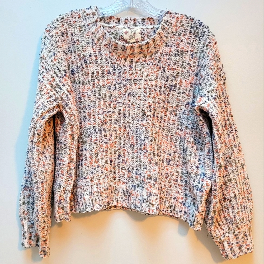 HIPPIE ROSE | Chennile Boxy Style Sweater & Beaded Bracelet, Sz L